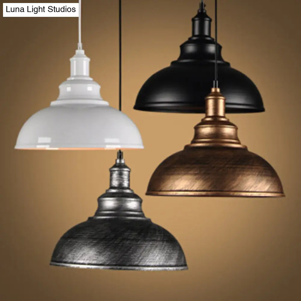 Single-Bulb Vintage Metal Pendant Lamp For Dining Room Pot Cover Hanging Design