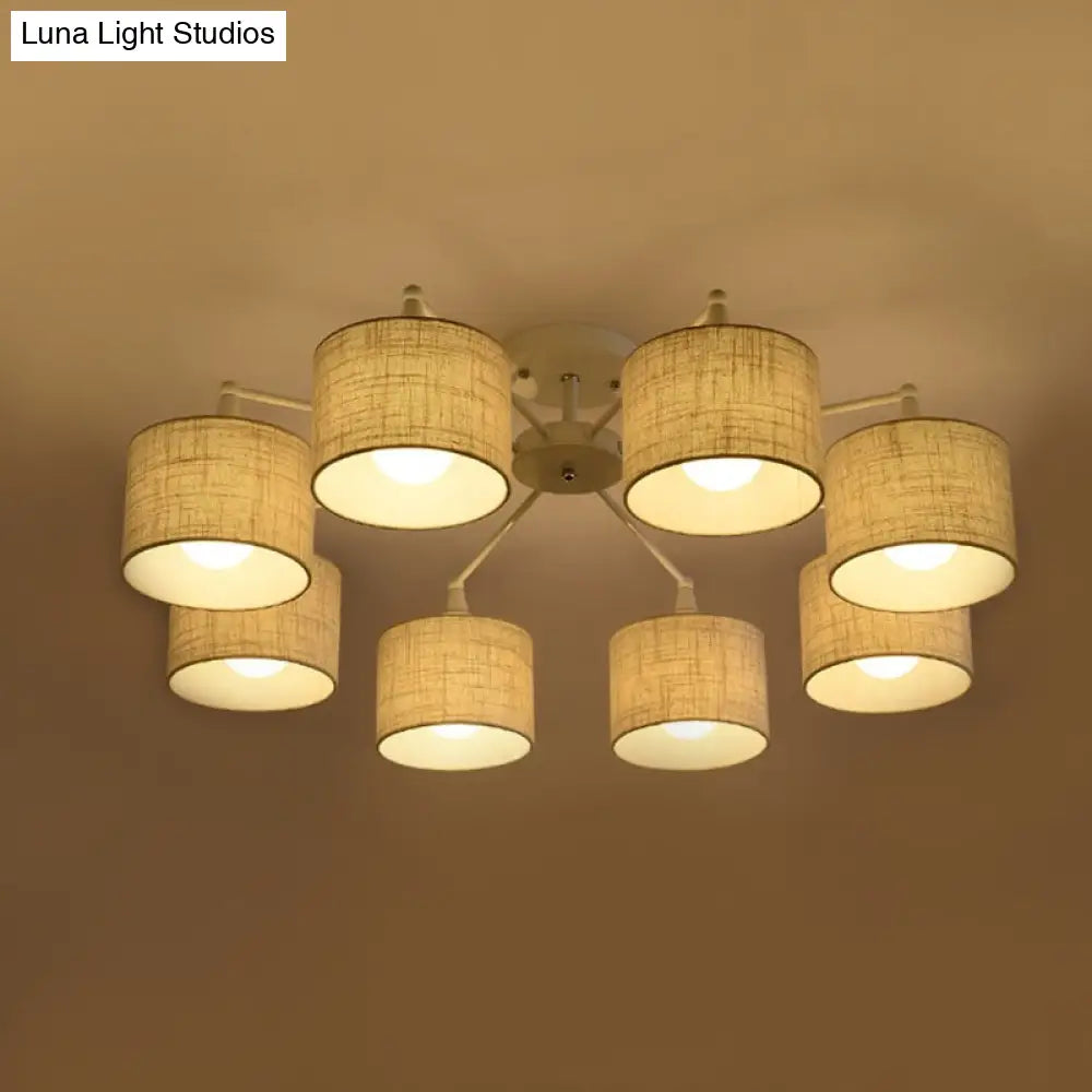 Sleek 8 - Light Fabric Sputnik Pendant Chandelier For Living Room - Minimalist Design