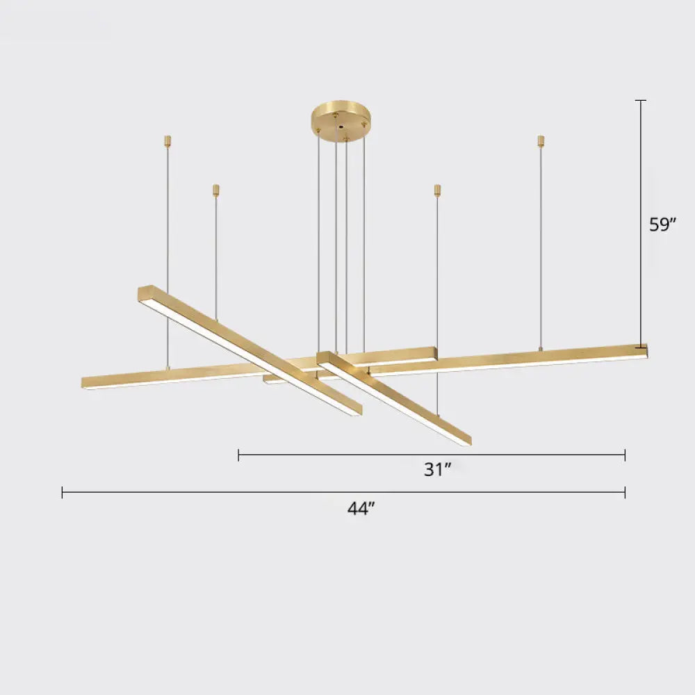 Sleek Bar-Shaped Led Chandelier | Simplicity Metal Ceiling Light For Living Room 4 / Gold Warm