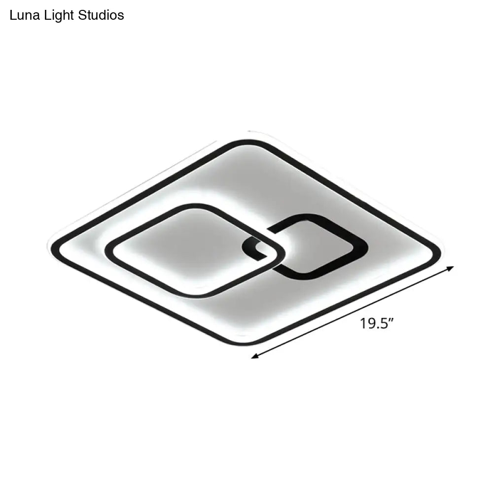 Sleek Black Led Flush Mounted Ceiling Light For Bedroom 16’/19.5’ Wide