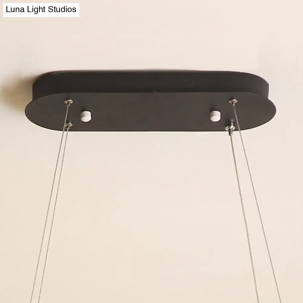 Sleek Oval Acrylic Chandelier Light – Simple Style In Black Or White With Led Choose Warm Natural