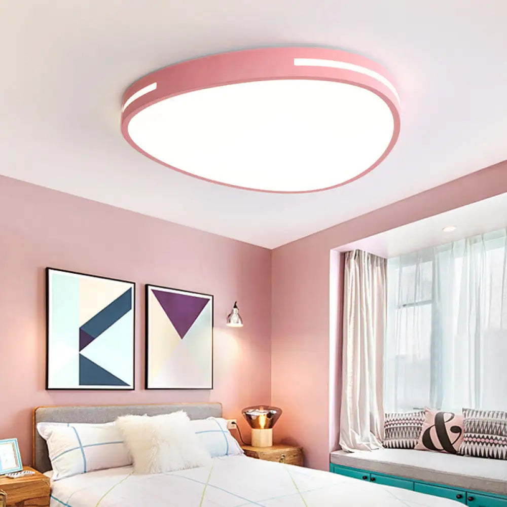 Teardrop Led Ceiling Light For Kindergarten And Bedroom - Nordic Style Pink