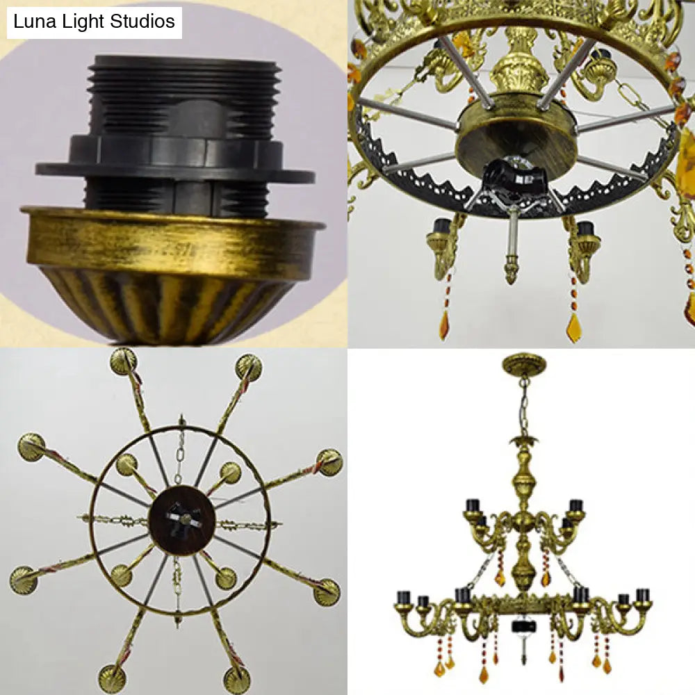 Tiffany Style Dragonfly Stained Glass Dome Hanging Lamp - 13 Lights Inverted Chandelier For Living