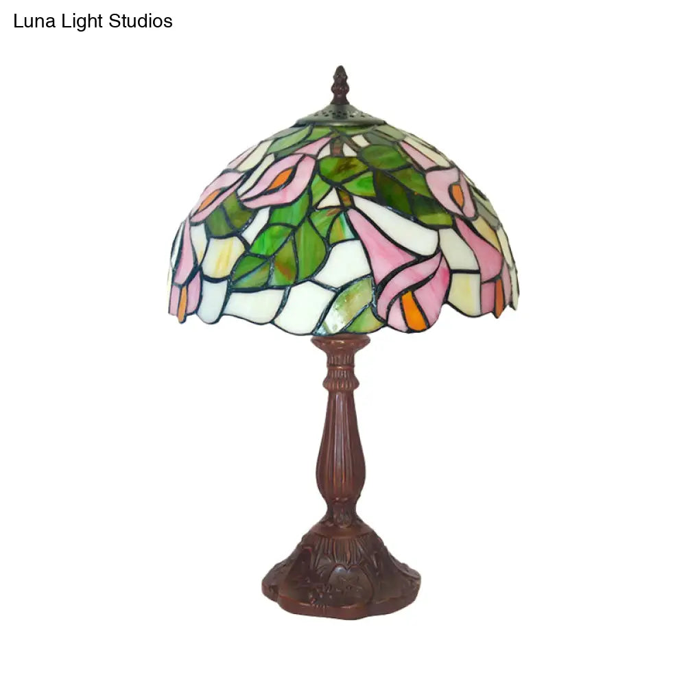 Tiffany Style Stained Glass Petunia Table Lamp - Single Coffee Nightstand Light