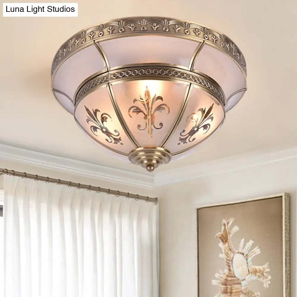 Traditional Brass Dome Flush Mount Light Fixture - 15’/18’ Width And 3/4 Lights For Living Room