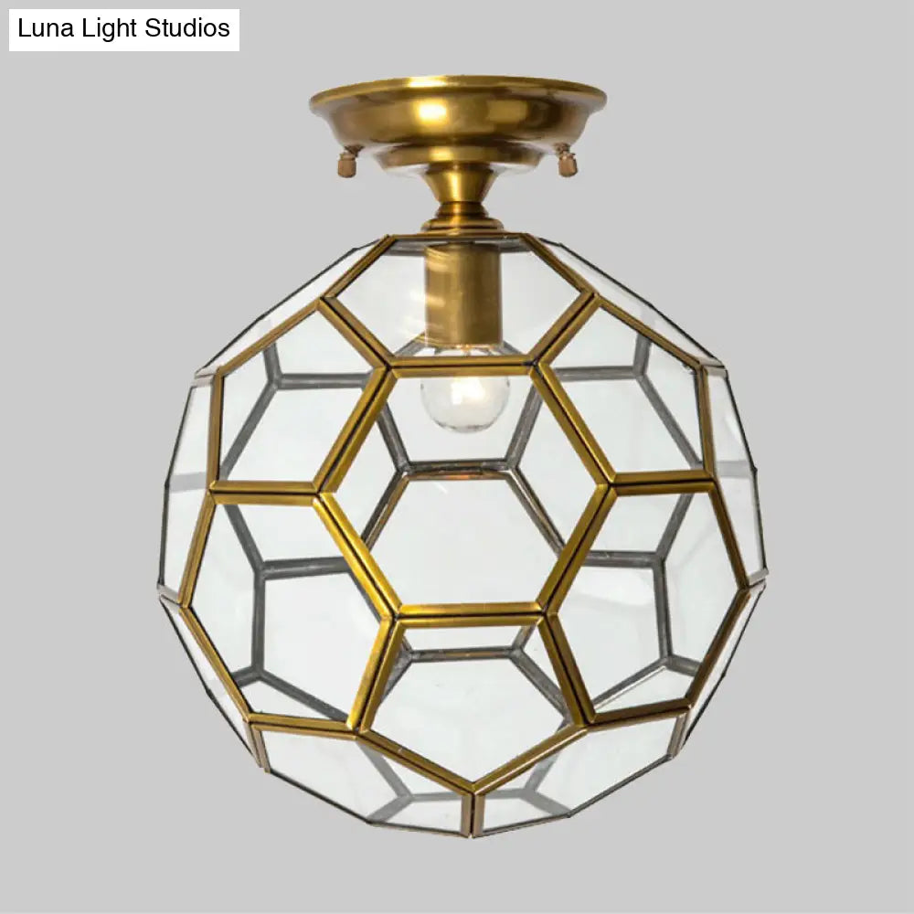 Traditional Glass Semi Flush Ceiling Lamp In Brass - Clear/Cream/Textured White 8 - 16’ Wide