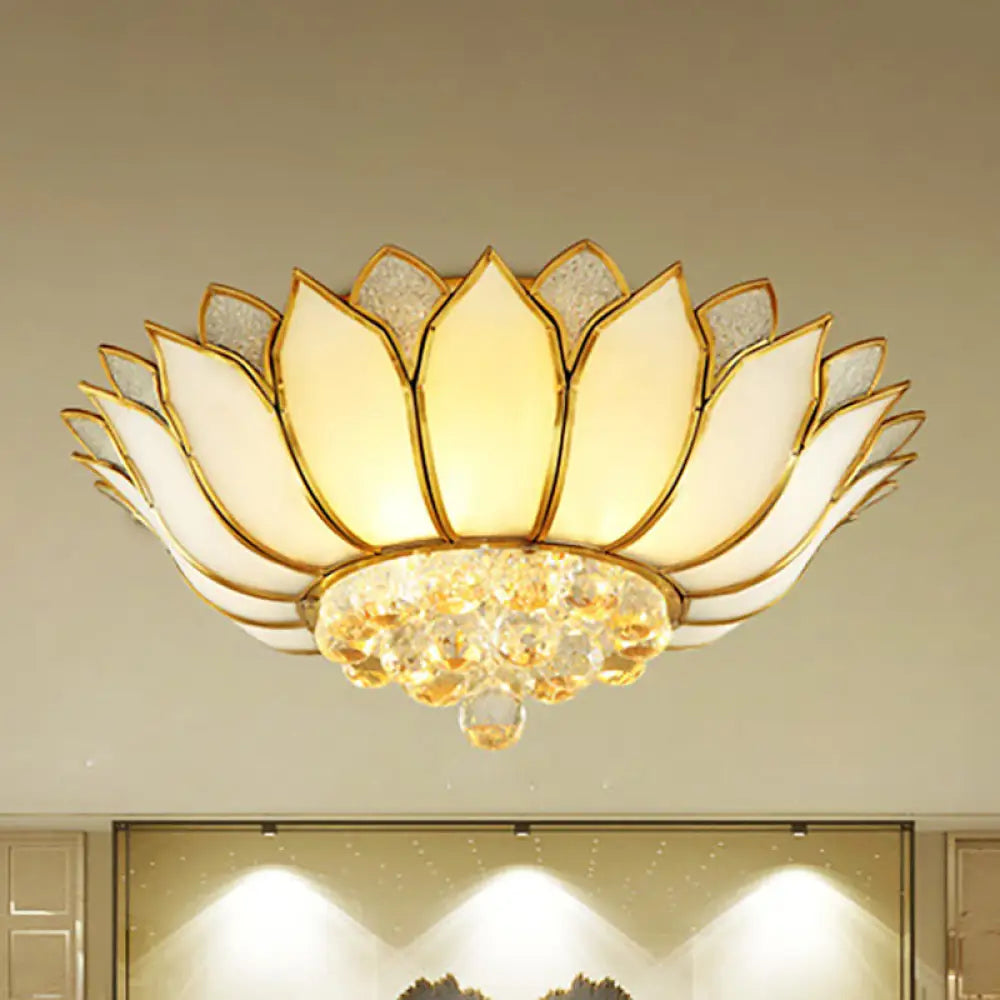Traditional Gold Flush Mount Light With Scalloped Cream Glass Shades - 4/6 Lights 21.5/23.5 Wide