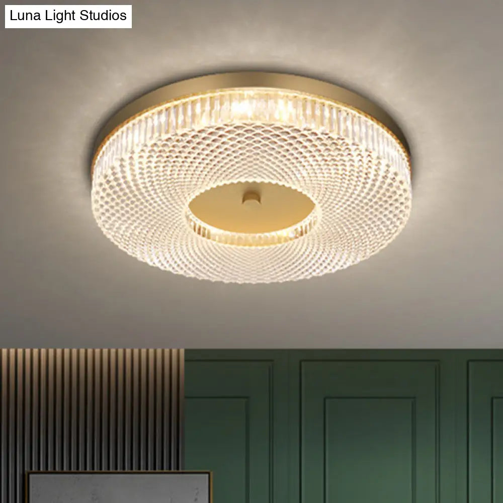 Ultra-Contemporary Crystal Round Flush Mount Ceiling Light For Bedroom