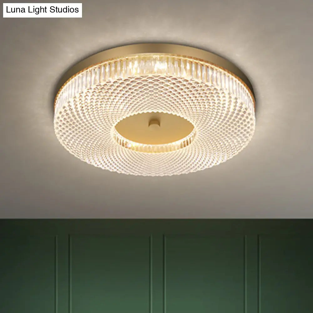Ultra-Contemporary Crystal Round Flush Mount Ceiling Light For Bedroom