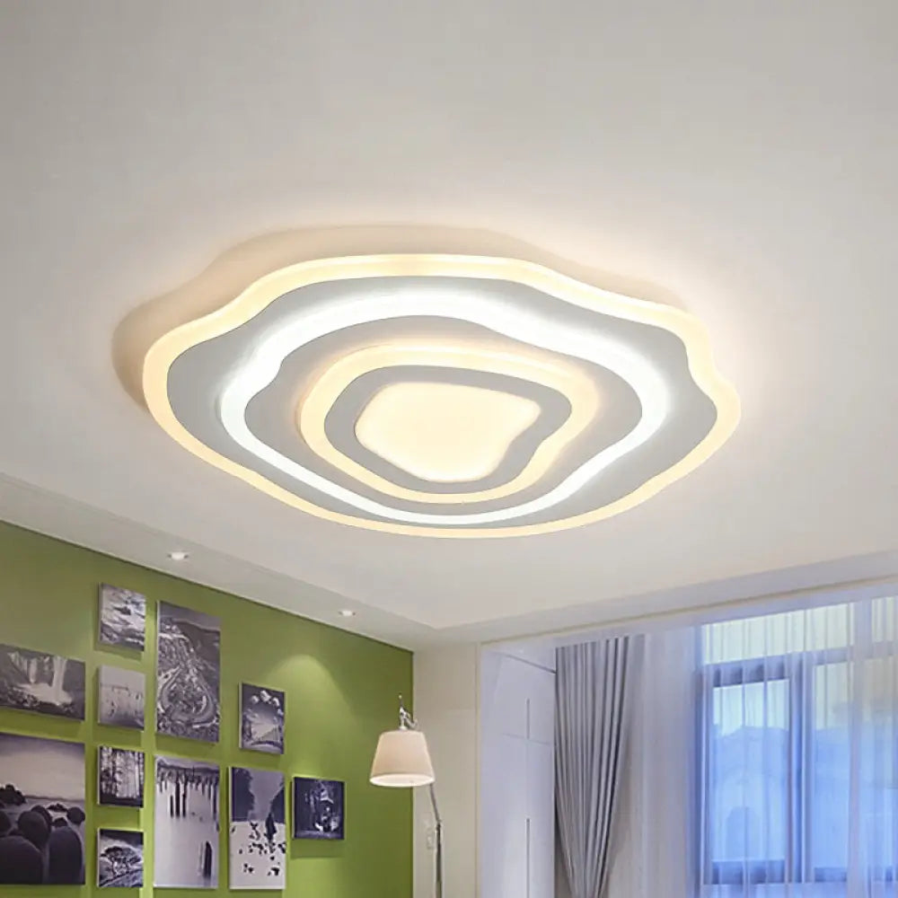 Ultra Thin Acrylic Ripple Ceiling Lamp - 19.5’/23.5’ W Simple White Led Light In Warm/White /