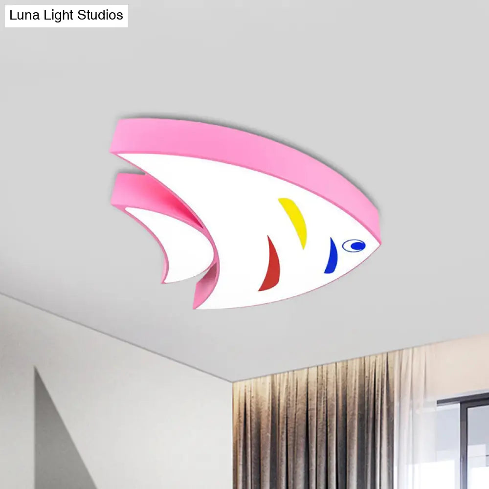 Underwater Adventure Led Flush Mount Lamp - Colorful Acrylic Tropical Fish Design For Childrens Room