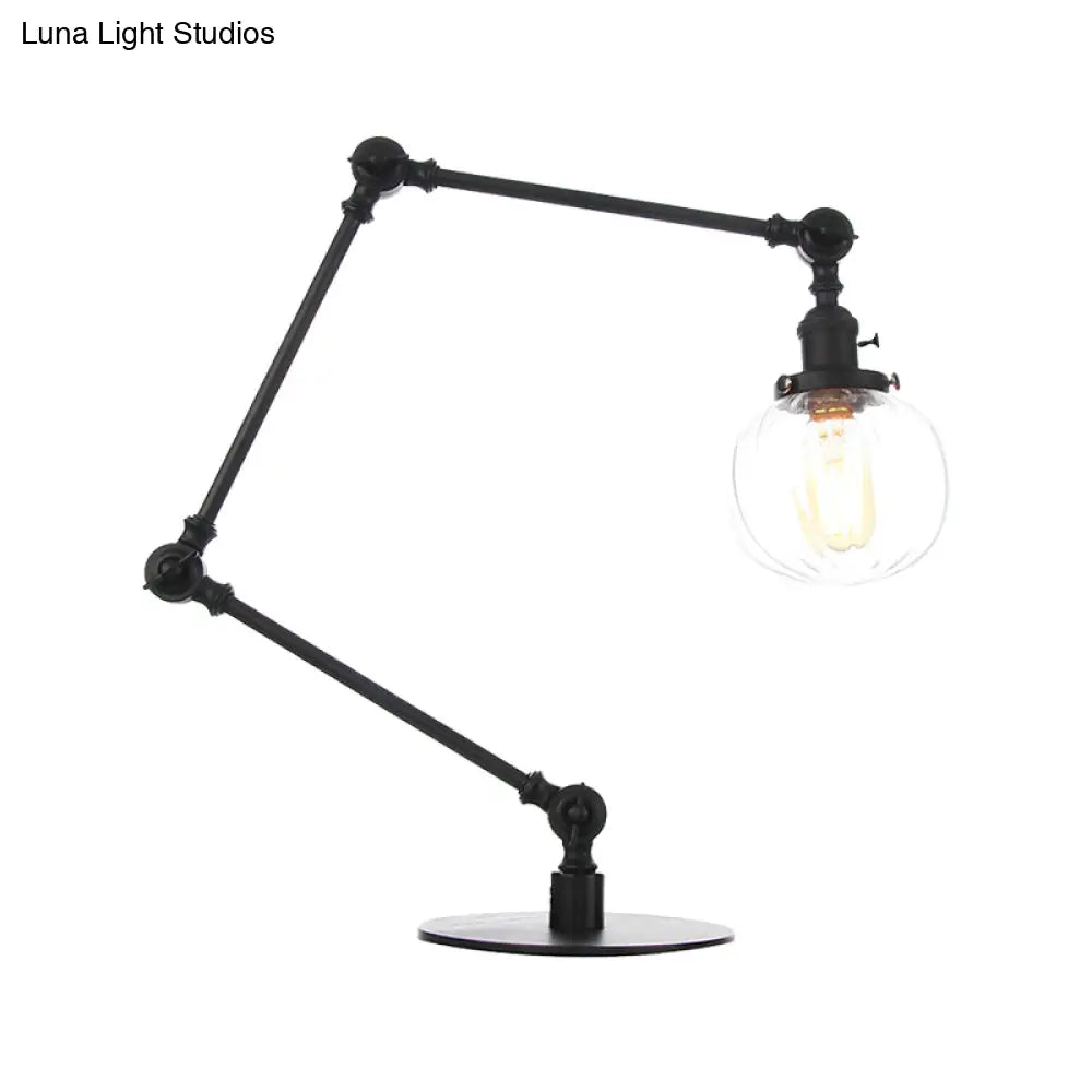 Vintage Amber/Clear Glass Table Lamp With Global Styling For Bedroom 1-Light Black/Bronze Finish