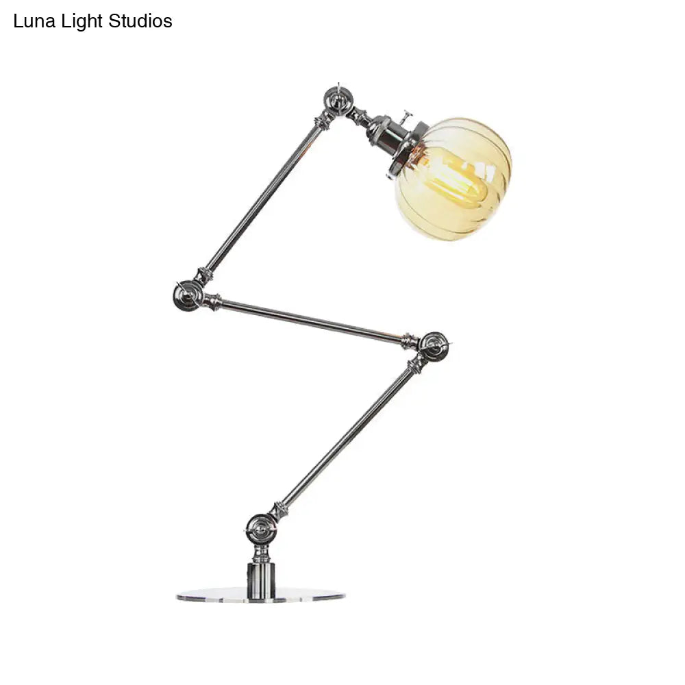 Vintage Amber/Clear Glass Table Lamp With Global Styling For Bedroom 1-Light Black/Bronze Finish