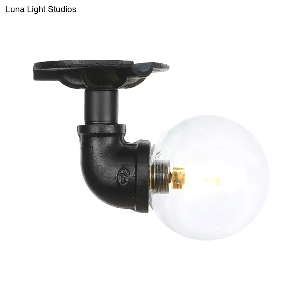 Vintage Black Glass Ball Semi Flushmount Led Ceiling Flush Mount For Hallways