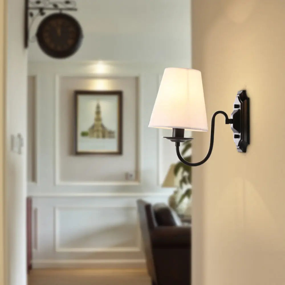Vintage Bucket Shade Wall Light In Black - Perfect For Living Room Décor 1 /