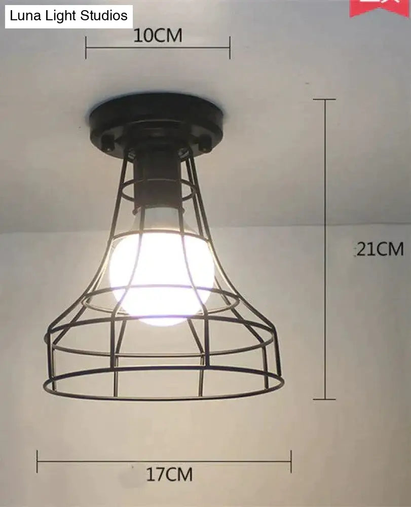 Vintage Ceiling Lights Lustre Luminaria Led Lamp Loft Iron Cage Fixtures Lighting 20