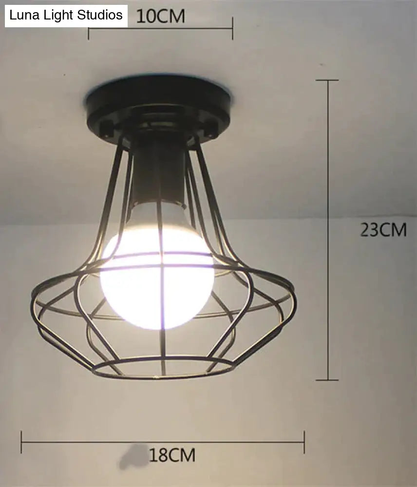 Vintage Ceiling Lights Lustre Luminaria Led Lamp Loft Iron Cage Fixtures Lighting