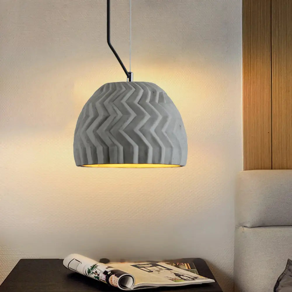 Vintage Cement Grey Dome Ceiling Light Coffee House Hanging Lamp Fixture 1 Head 6’ Or 10’ Wide /