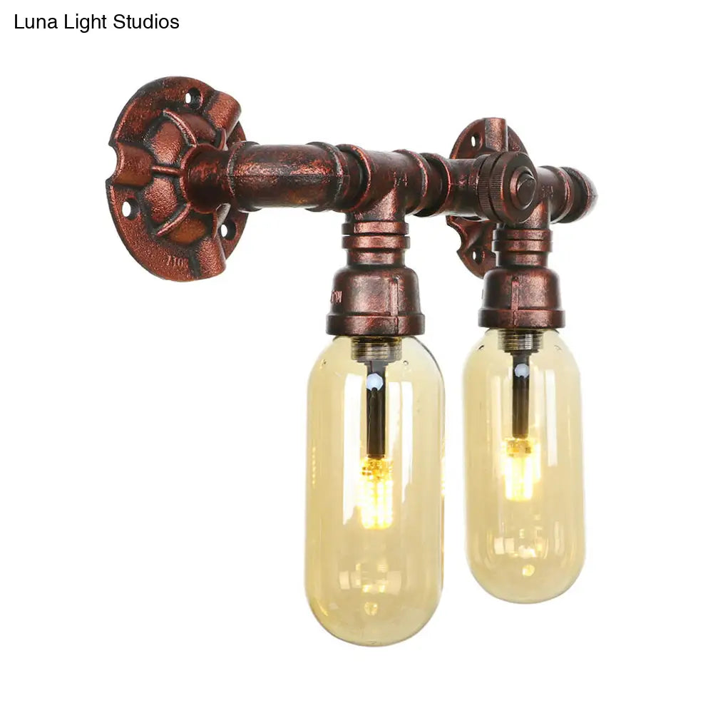 Vintage Copper Water Pipe Sconce Lamp - 2/4 Lights For Living Room Led Wall Mount Lighting