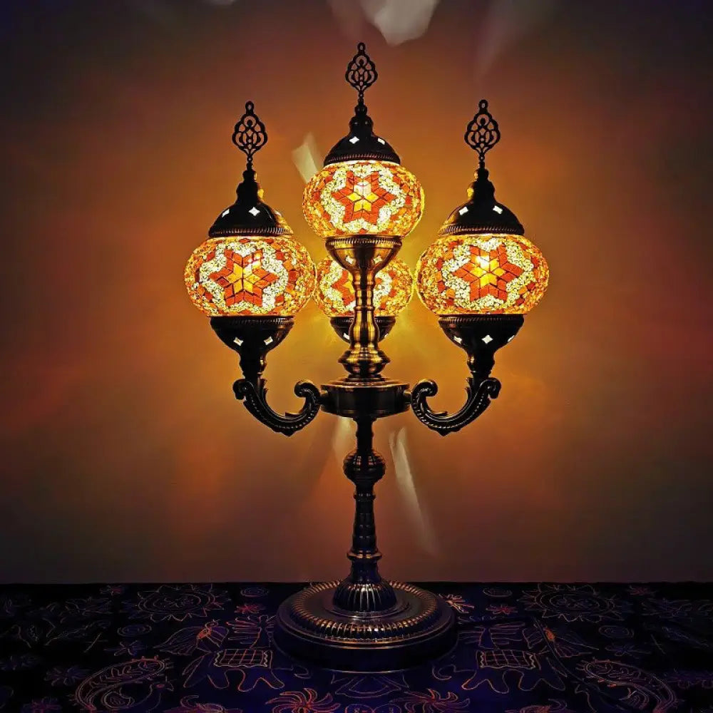 Vintage Hand-Rolled Art Glass Candelabra Table Lamp - Orange/Blue Blue