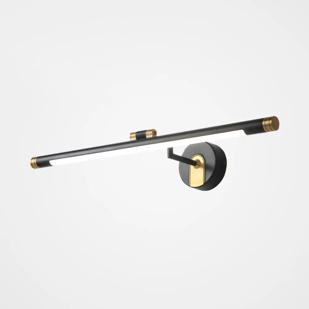 Vintage Led Metal Tubular Vanity Light Wall Sconce For Bath Black / 18.5