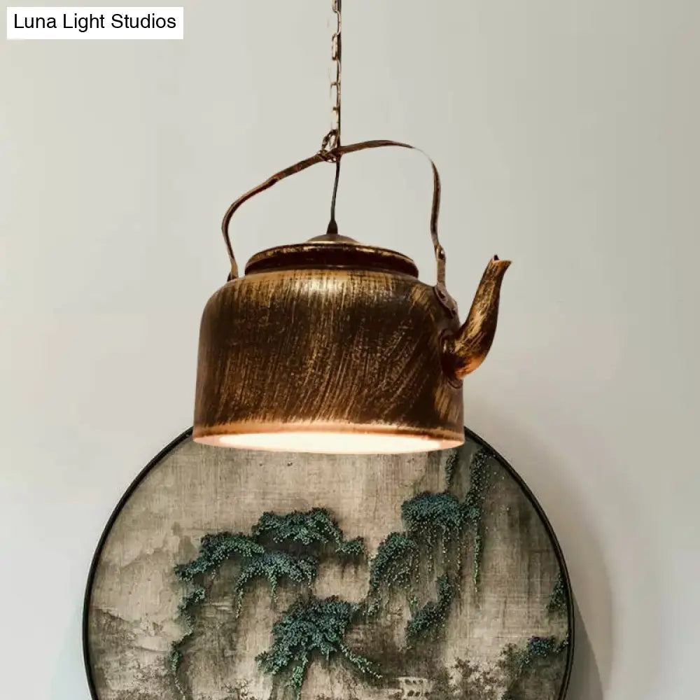 Vintage Metal Led Hanging Lamp For Teapot Restaurant - Black/Gold/Matte Black Finish