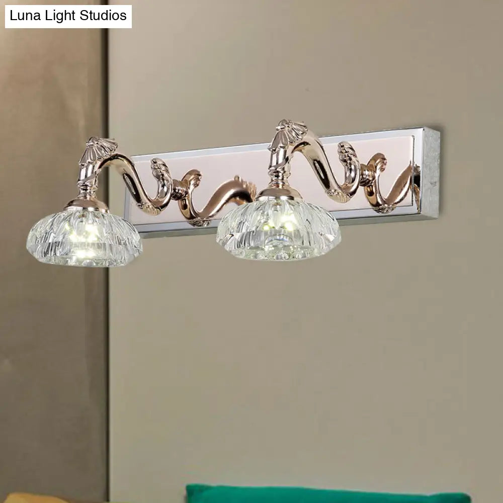 Vintage Style Crystal Vanity Wall Lamp In Gold Finish With 2/3/4 Clear Heads 13/18 Wide