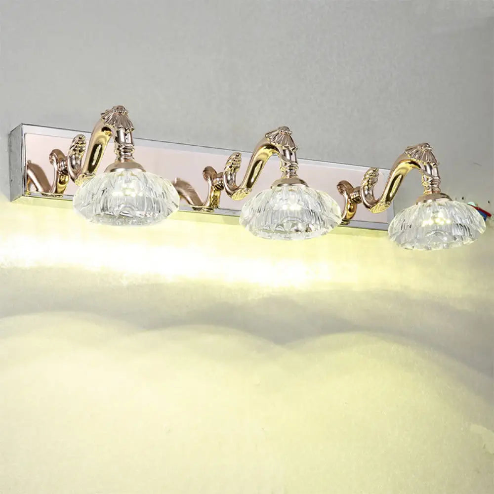 Vintage Style Crystal Vanity Wall Lamp In Gold Finish With 2/3/4 Clear Heads 13/18 Wide / 18