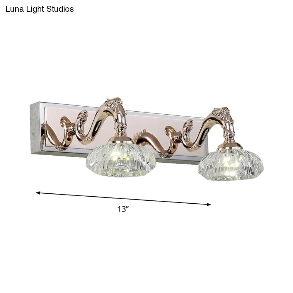 Vintage Style Crystal Vanity Wall Lamp In Gold Finish With 2/3/4 Clear Heads 13/18 Wide