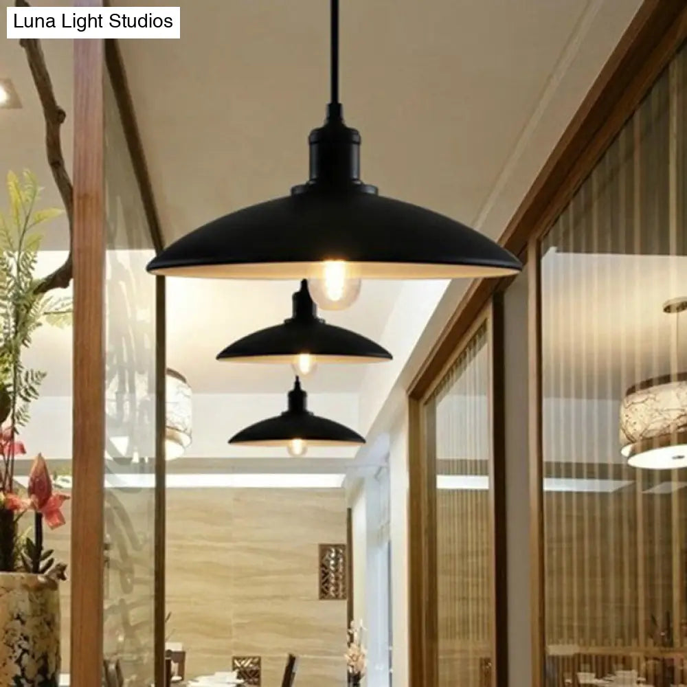 Vintage-Style Metal Pendant Lighting For Dining Room And Commercial Spaces In Black