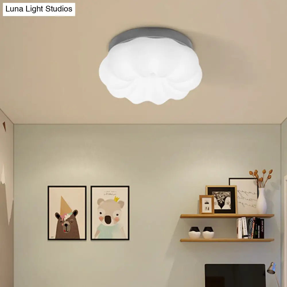 Whimsical Kids Room Illumination: Led Plastic Cloud Flush Mount Ceiling Light In White