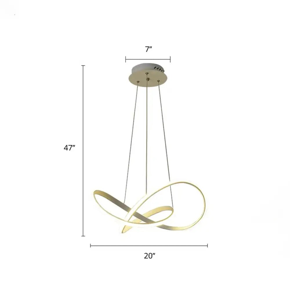 White Acrylic Led Cycle Chandelier Pendant For Dining Room - Decorative Ceiling Light / 20’ Warm