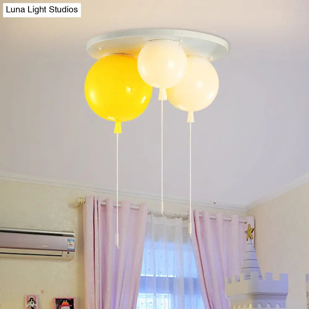White Flush Mount Acrylic Balloon Ceiling Light Fixture - Nursery Lighting With 3/5 Heads