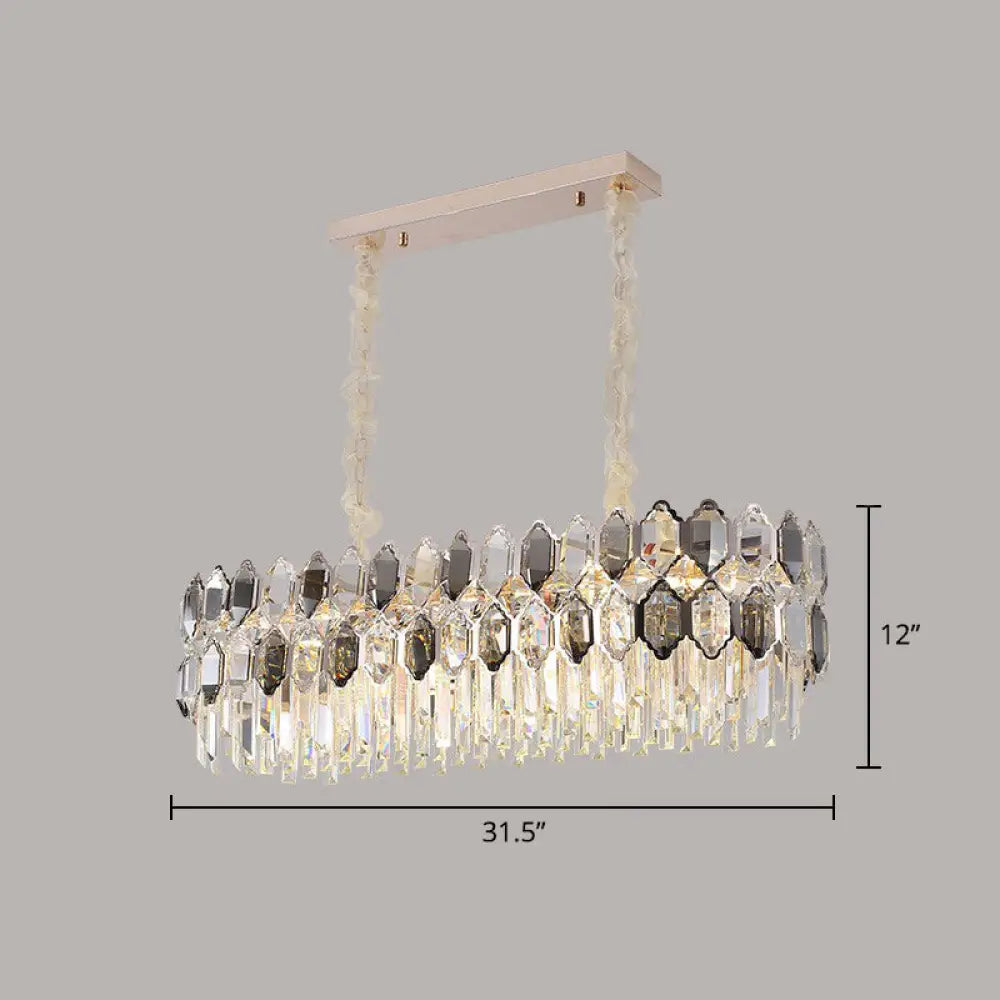 Smoke-grey tiered crystal chandelier for a tall two-story foyer