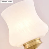 1/2-Head Vintage Brass Wall Mount Sconce Lamp With White Glass Bell Shade Retro Lighting For Living