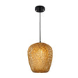 1/3-Bulb Beige Suspension Light With Bamboo Shade - Asian Style Mixed Shape/Ellipse/Droplet Hanging
