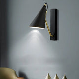 1-Head Conical Wall Mount Light For Bedroom Black/White Finish Black