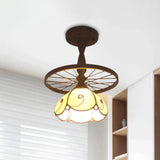 1 Head Tiffany Antique Glass Semi Flush Mount Ceiling Light In Orange For Hallway With Grid Dome