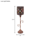 1-Light Acrylic Beaded Moroccan Night Light With Open Copper Top
