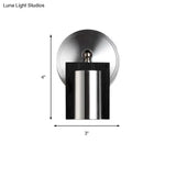 1-Light Bedroom Wall Sconce In Black With Metal Shade Warm/White Lighting