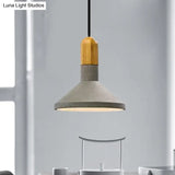 1-Light Cement Red/Black/Wood Hanging Lamp - Loft Style Pendant Ceiling Light For Dining Table