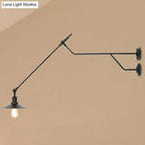 1-Light Industrial Wall Mounted Sconce With Metal Cone Shade In Black Red And White For Living Room