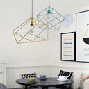 1-Light Metal Suspension Pendant With Abstract Red/Yellow/Black Shade - Sleek And Simple Ceiling