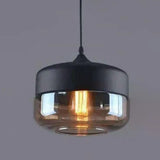 1 Light Pendant Lighting Retro Industrial Style Glass Ceiling Lights For Restaurant Amber / Drum