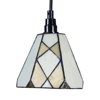 Tiffany Cut Glass Conical Pendant Light Fixture: Elegant Dining Room Mini With White Downlight