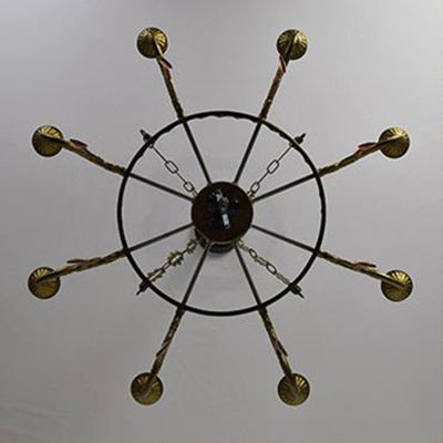 Tiffany Blue 9-Light Crystal Chandelier With Suspension Glass Shade - Bedroom Lighting