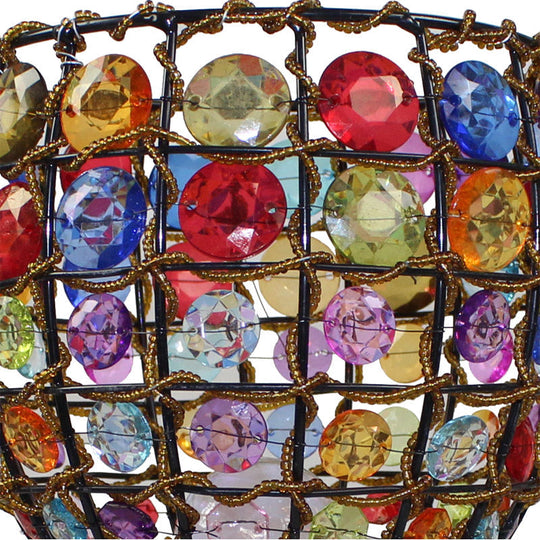 Colorful Stained Glass Bedside Table Lamp - Retro Style With Jewel Accent 1 Light