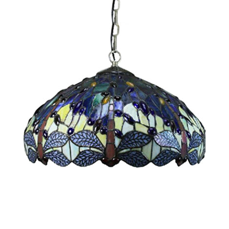 Mediterranean Blue Pendant Ceiling Light With Handcrafted Art Glass Shade For Bedroom