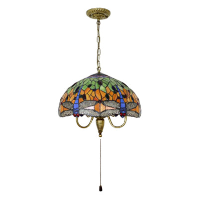 Dragonfly Victorian Antique Brass Pendant Light Kit - 1 Head Down Lighting Cut Glass For Dining Room