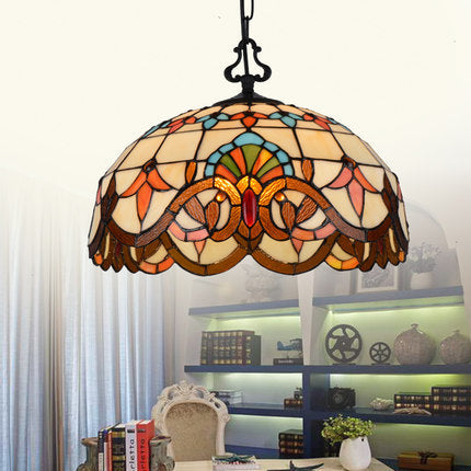 Tiffany-Style Stained Glass Pendant Light Fixture - Black Victorian/Butterfly/Sunflower Design /